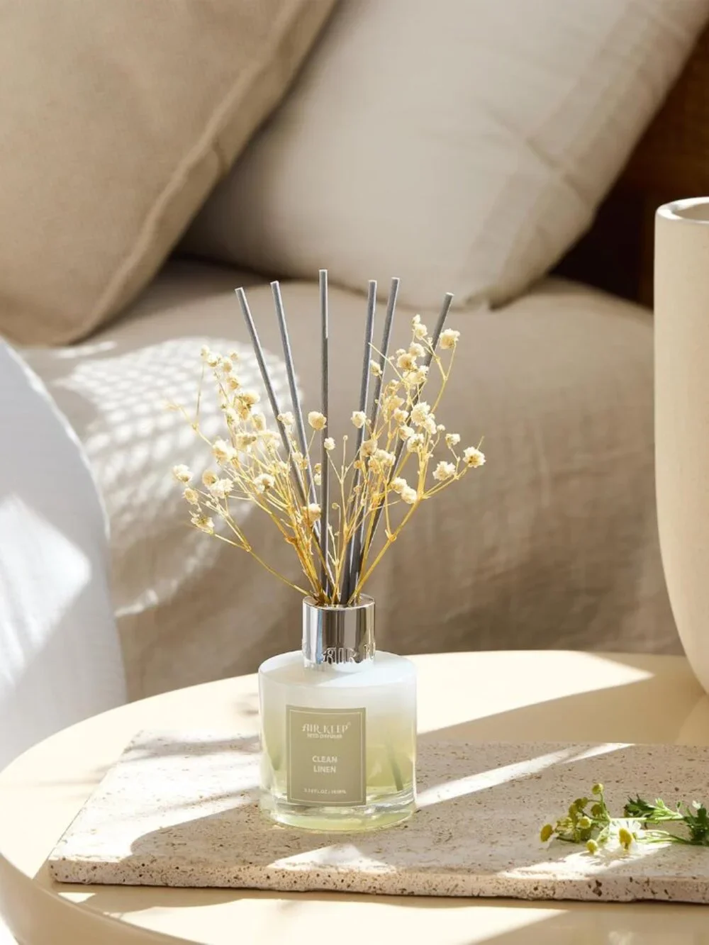 Luxury Clean Linen Reed Diffuser Set 100ml with 8 Sticks - Elegant Home Aroma